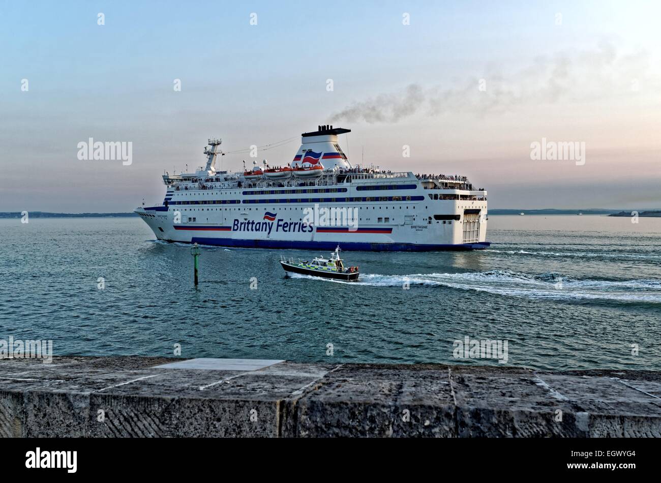 Brittany Ferry sailing from Portsmouth harbour Hampshire Stock Photo