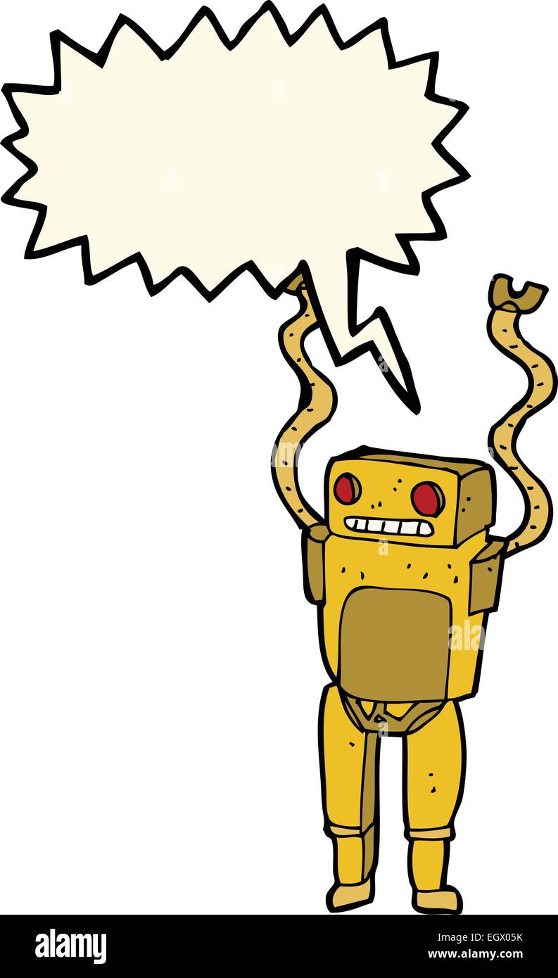 cartoon funny robot with speech bubble Stock Vector Image & Art - Alamy
