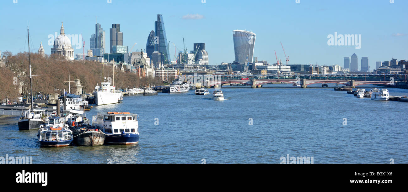 Blackfriars road Bridge crossing the River Thames with City of London skyline beyond England UK Stock Photo