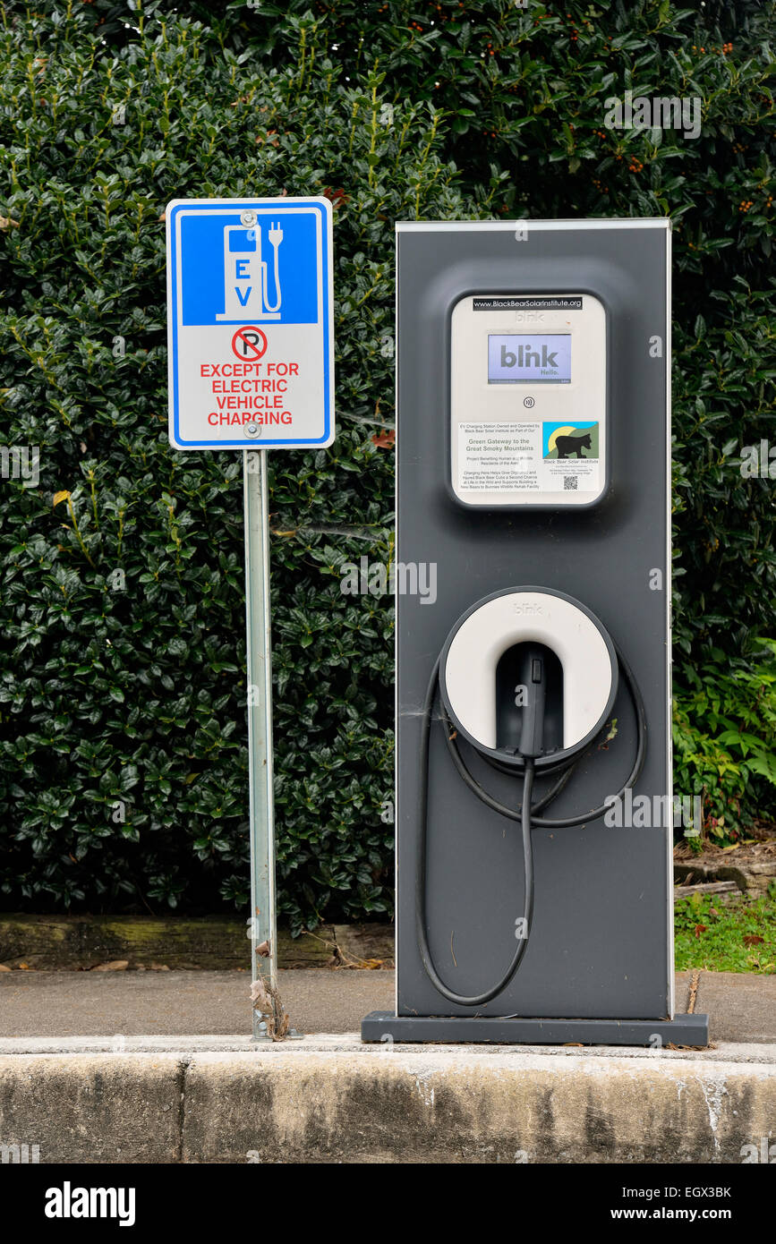 Electric car recharging spaces Townsend Tennessee USA Stock Photo