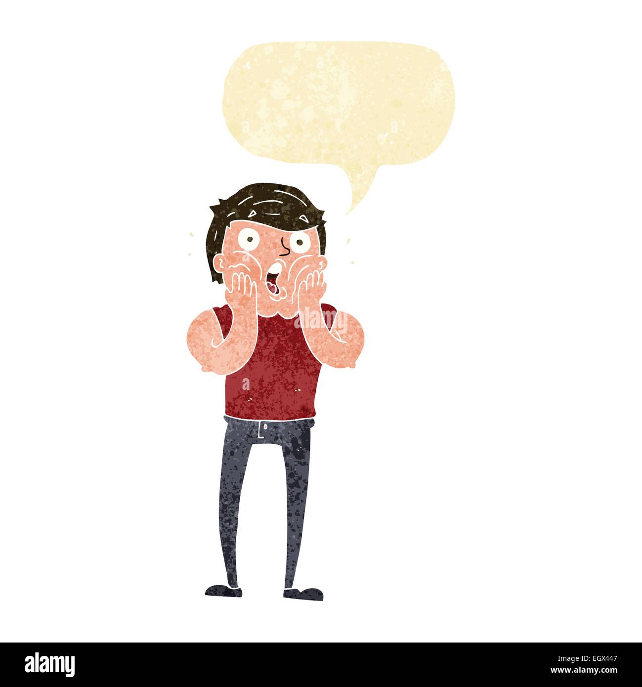 cartoon gasping man with speech bubble Stock Vector