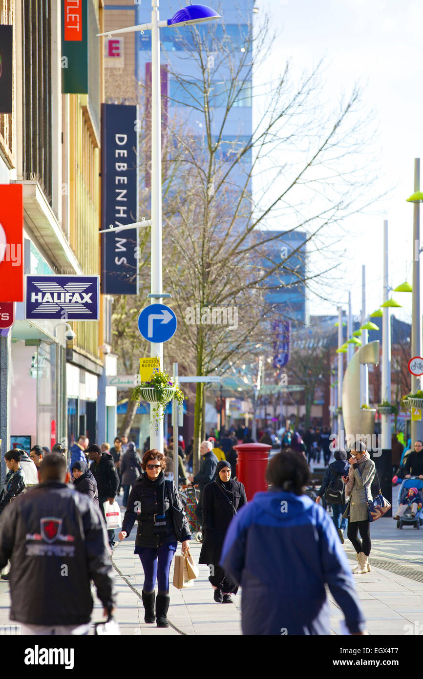 People shopping in Slough town centre Stock Photo
