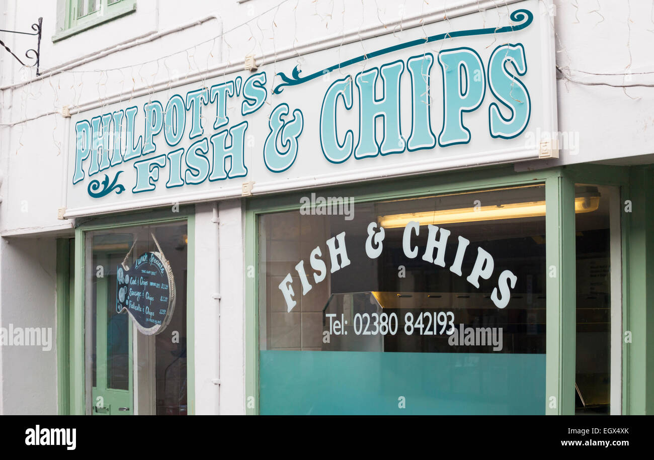 Philpott's Fish & Chips shop at Hythe, Hampshire, UK Stock Photo