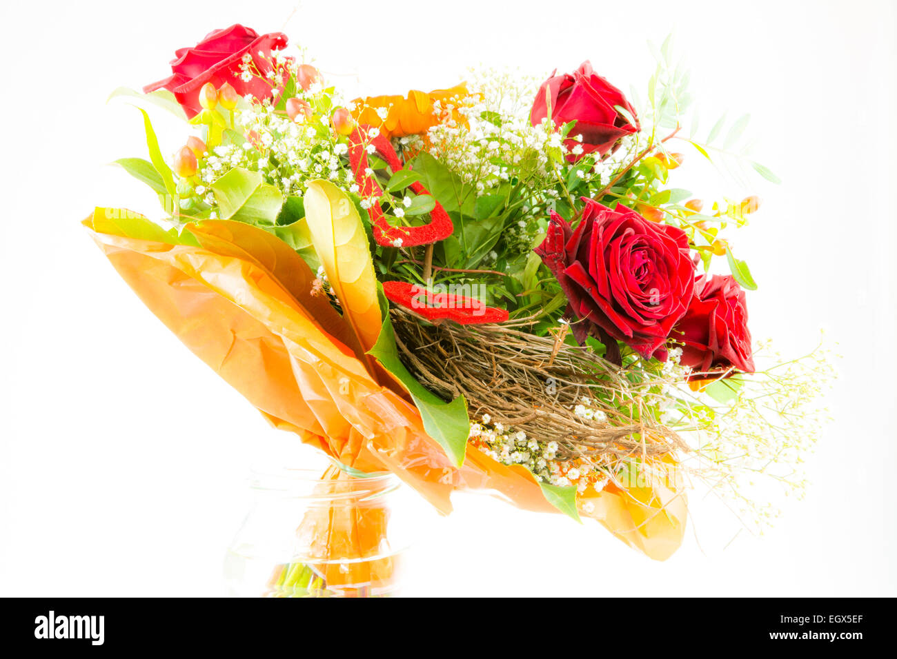 Flower bouquet as valentines present Stock Photo