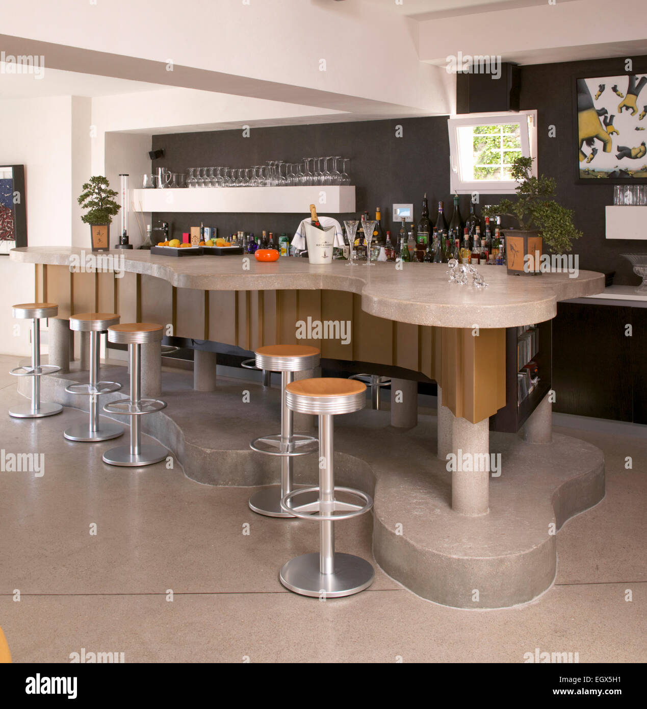 Stools at home bar Stock Photo Alamy