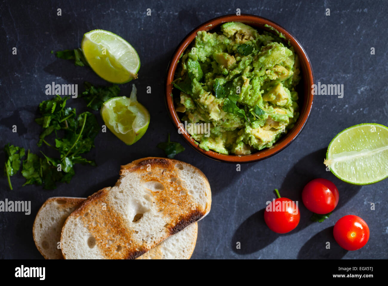 Canapes with avocado spread Stock Photo
