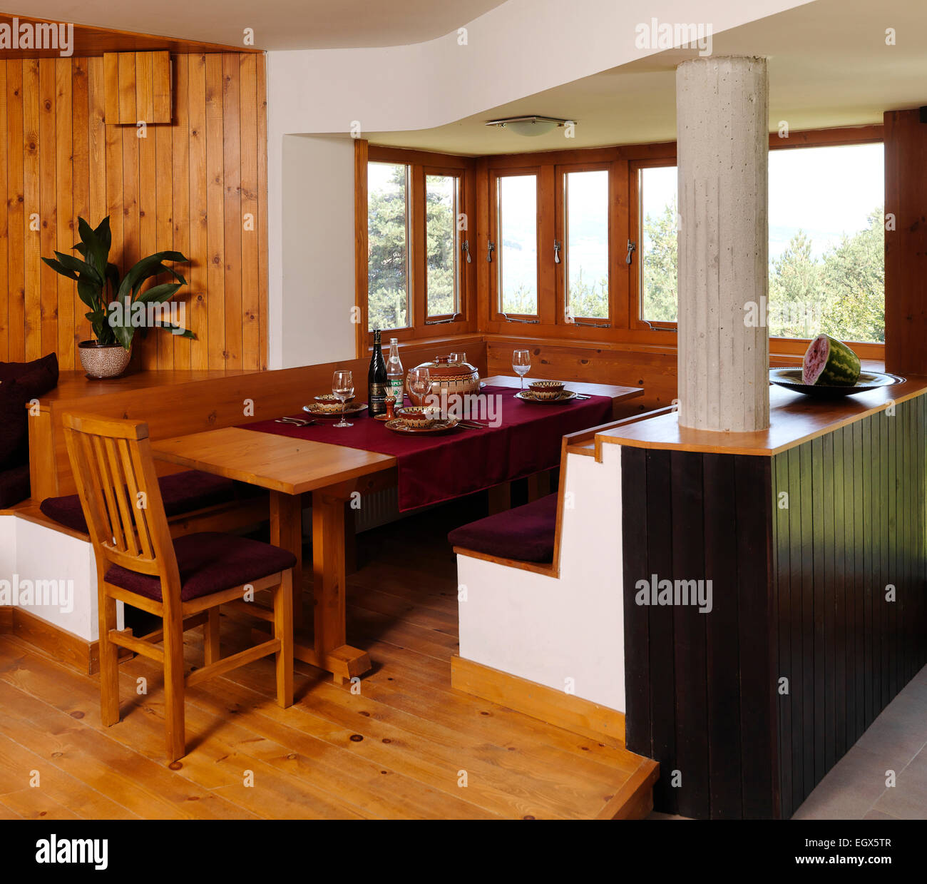 Table And Bench Seating In Wood Panelled Dining Room Uk Home