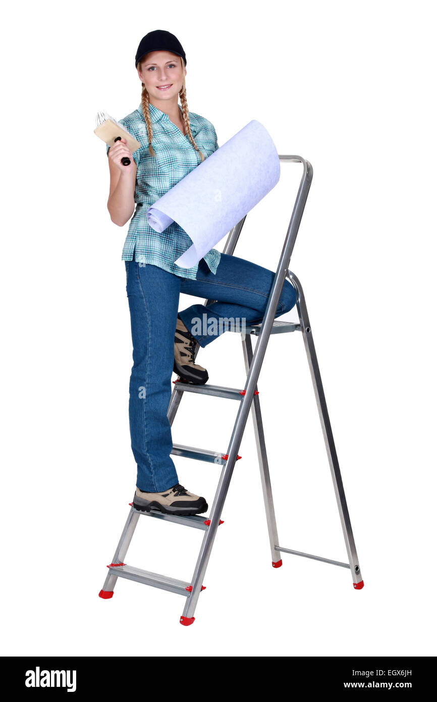 Decorator Putting Up Wallpaper Stock Photo Alamy Decorator putting up wallpaper stock photo alamy