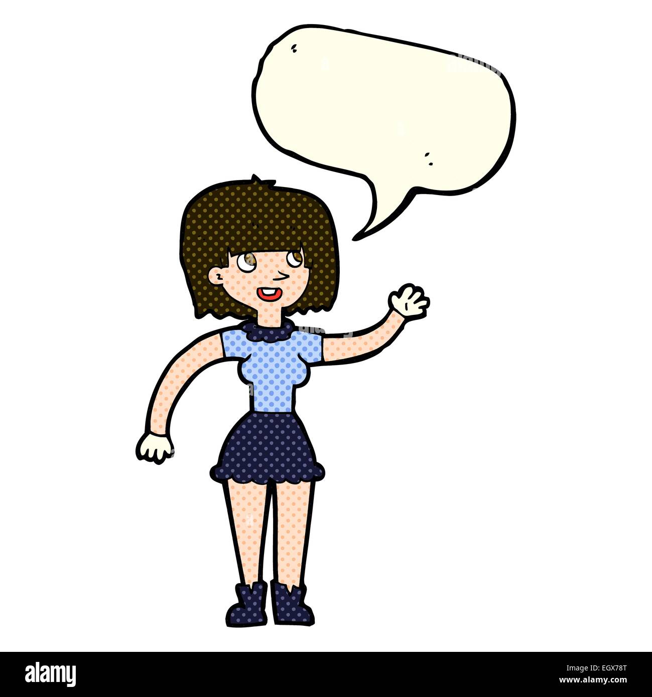 cartoon girl waving with speech bubble Stock Vector Image & Art - Alamy