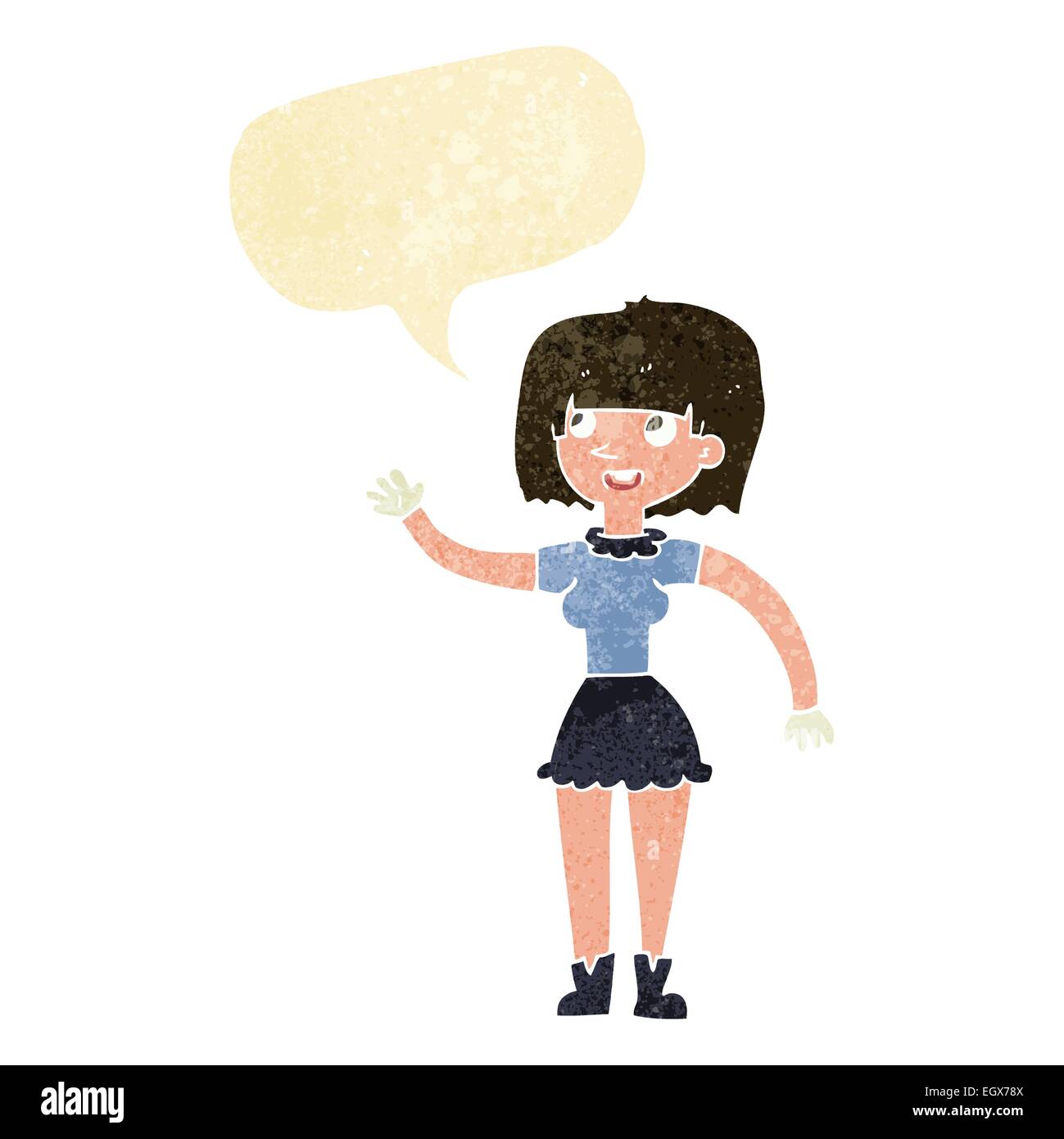 cartoon girl waving with speech bubble Stock Vector Image & Art - Alamy
