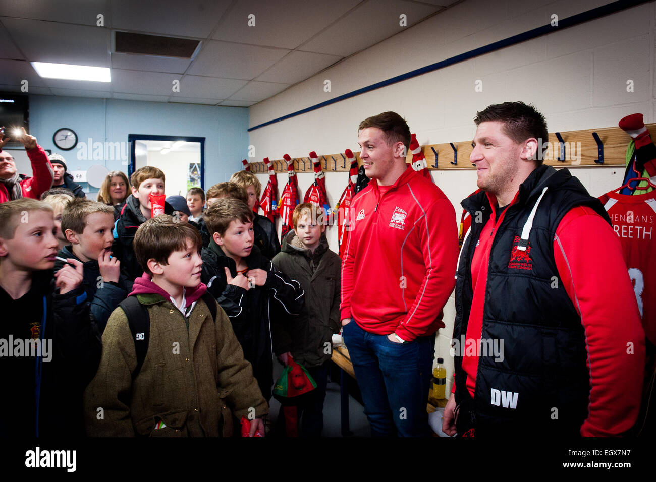 Child Parent Rugby Fans Child fans of London Welsh in dressing room before Aviva Premiership ...