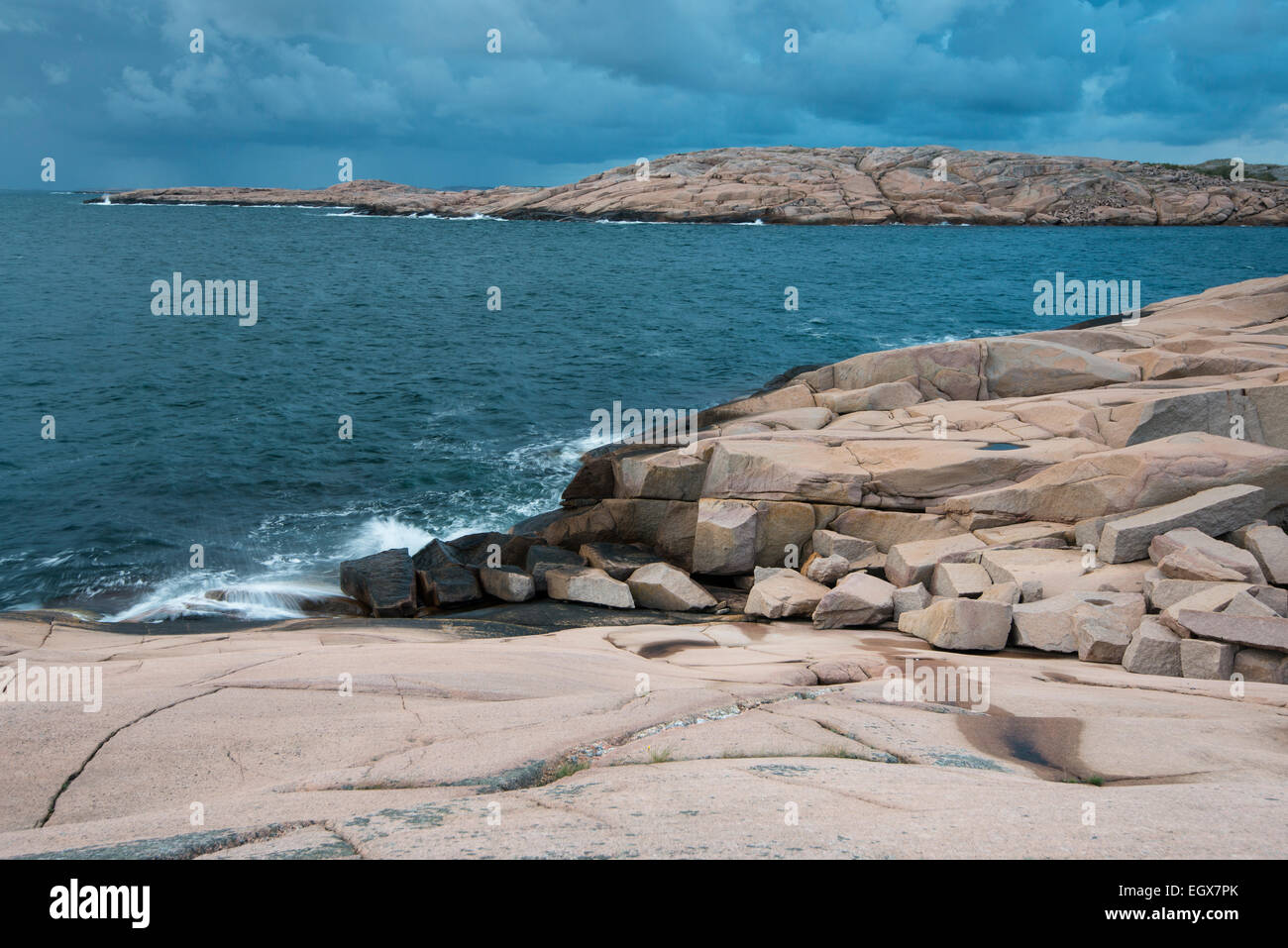 Rocks, coastline at Ramsvik, near Smögen, Bohuslän province, Västra ...