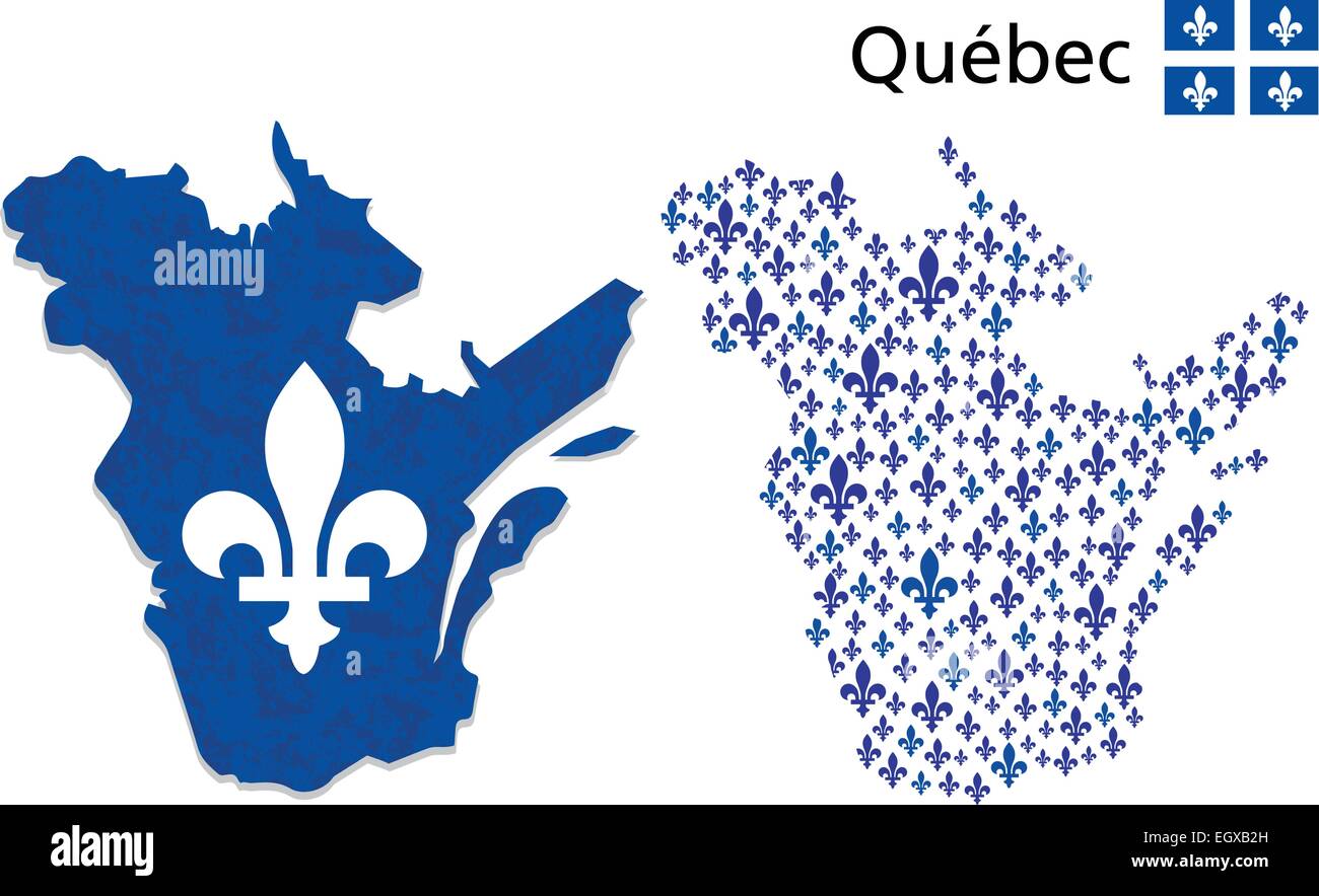 Quebec map with Fleur de Lys emblem pattern Stock Vector
