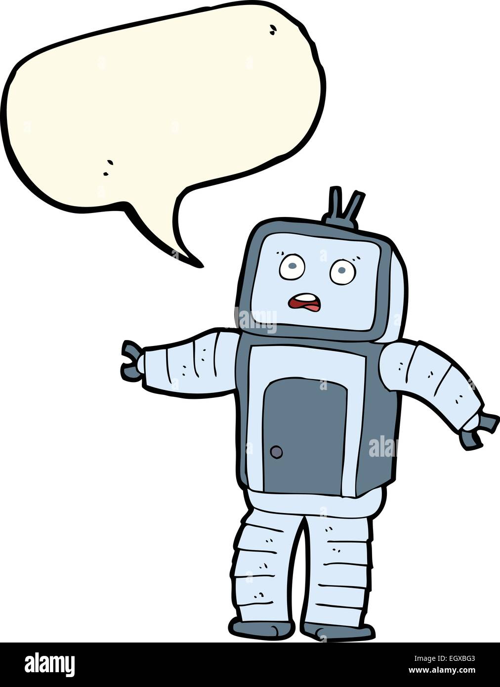 cartoon funny robot with speech bubble Stock Vector Image & Art - Alamy