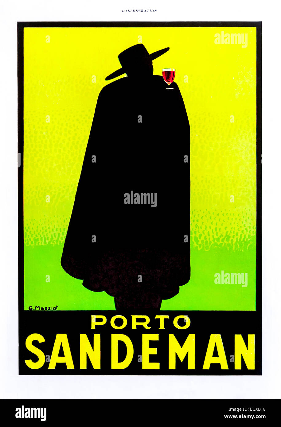 1930s advert for “Sandeman” Port drink from French “L’Illustration” magazine. Stock Photo