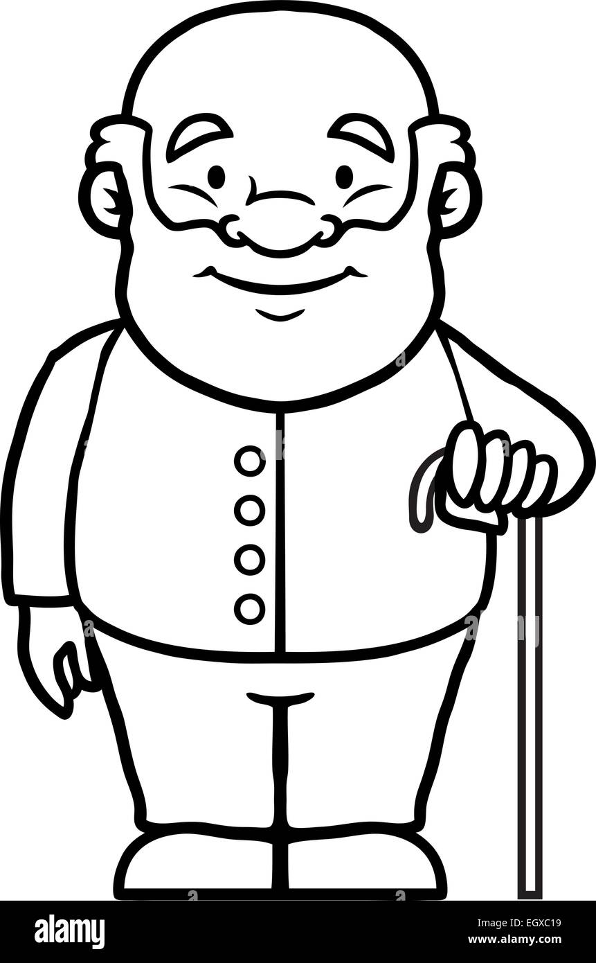Old Man With Cane Stock Vector Images - Alamy
