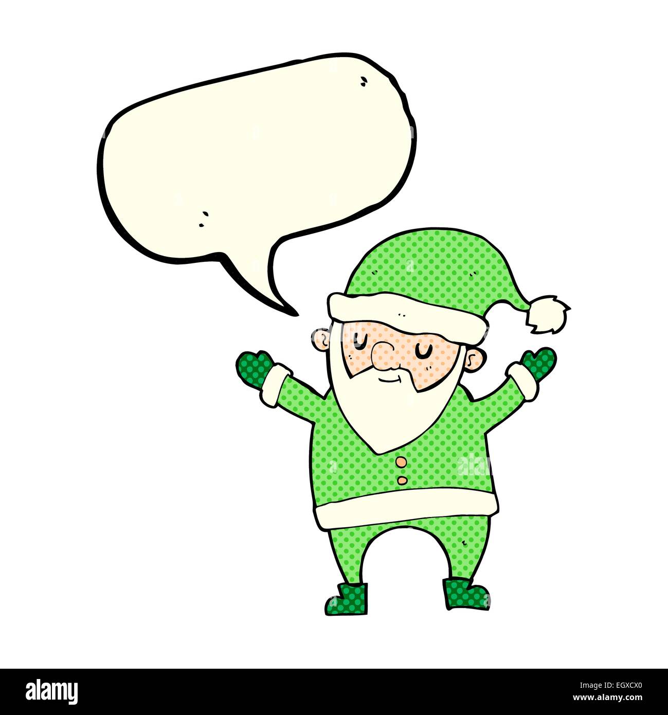 Cartoon Dancing Santa With Speech Bubble Stock Vector Art