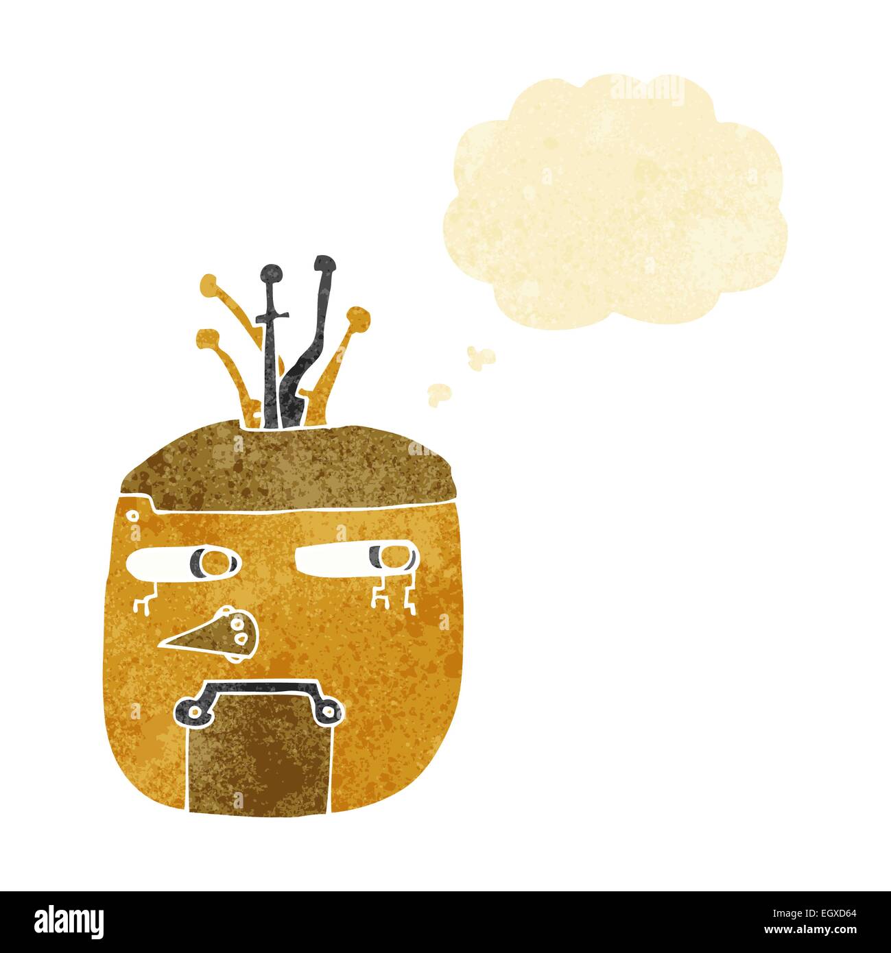 cartoon gold robot head with thought bubble Stock Vector Image & Art ...