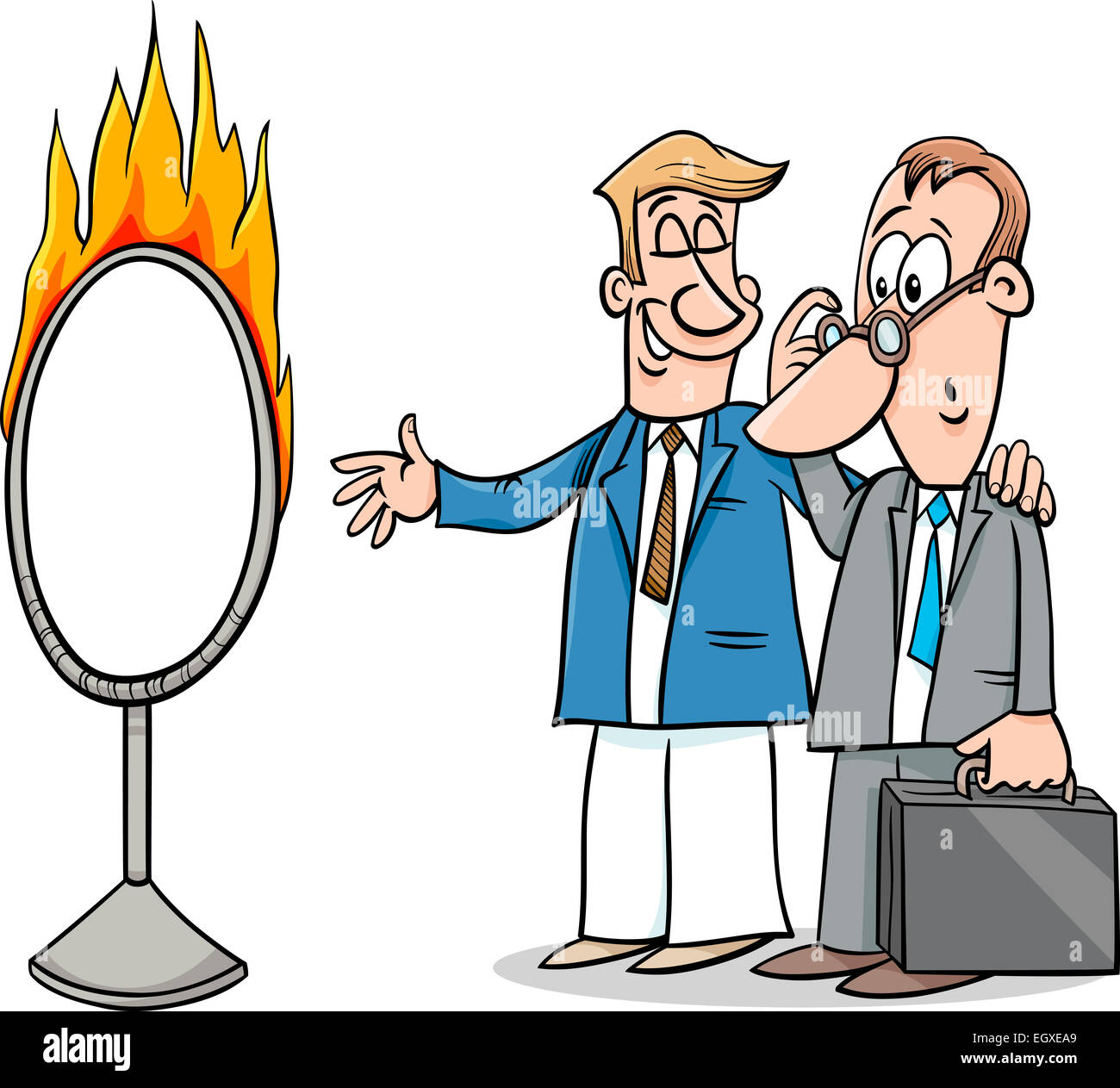 Cartoon Humor Concept Illustration of Jumping Through Hoops Saying or