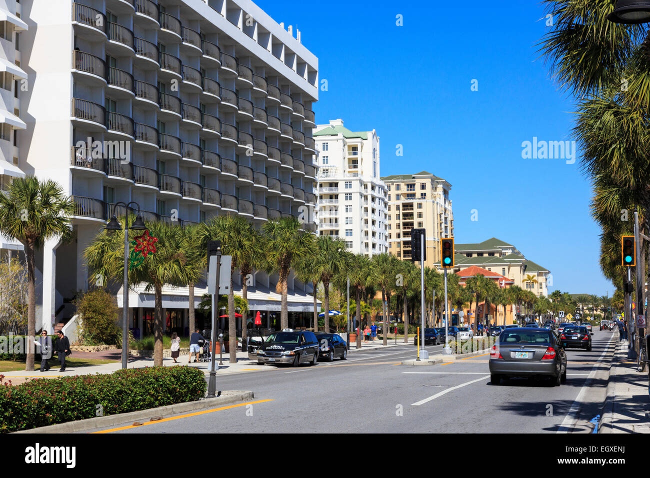 Mandalay Avenue, Clearwater beach near Tampa, Bay, Florida, America, USA Stock Photo