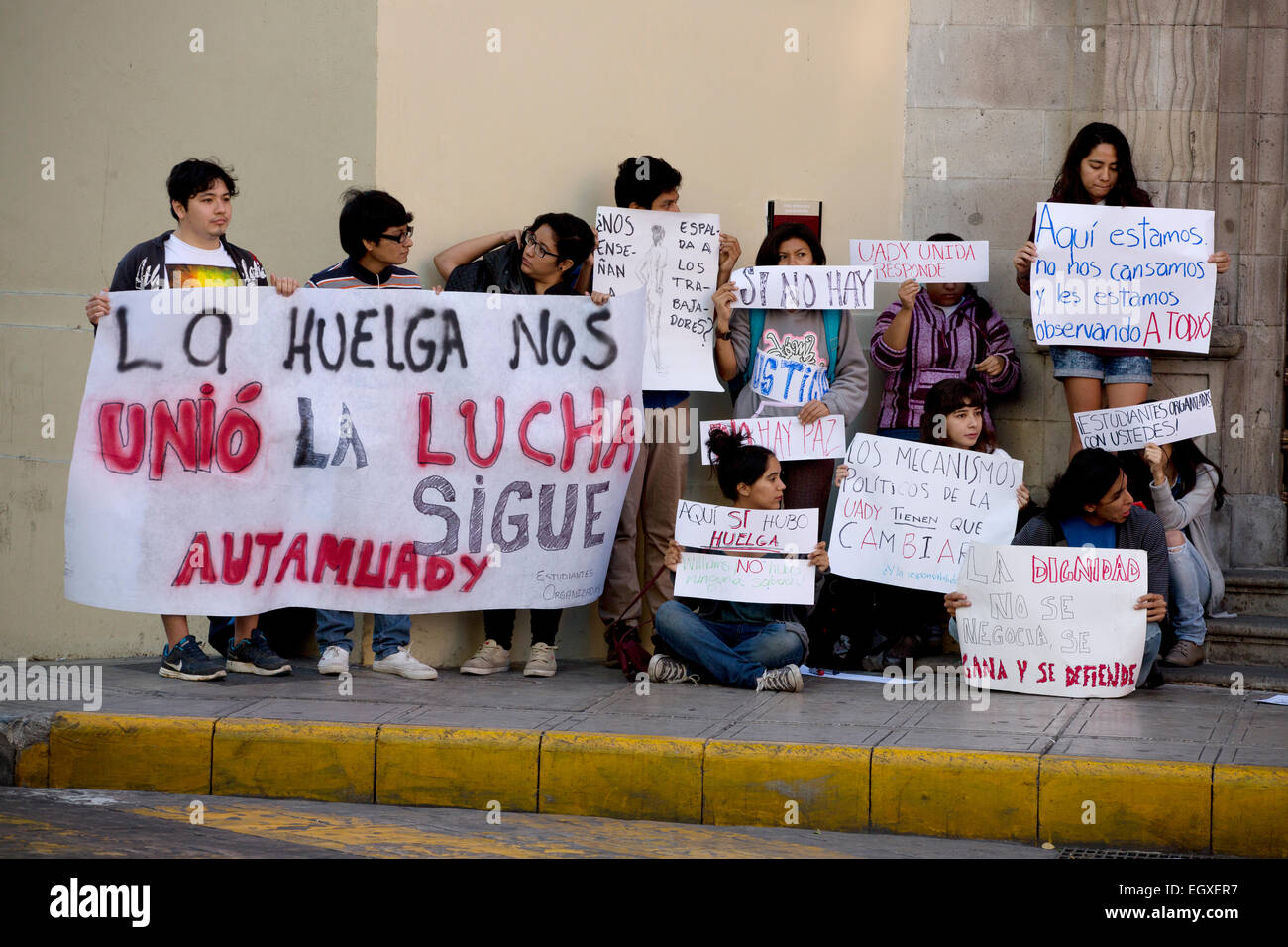 University student demonstration, Merida, Yucatan, Mexico Stock Photo