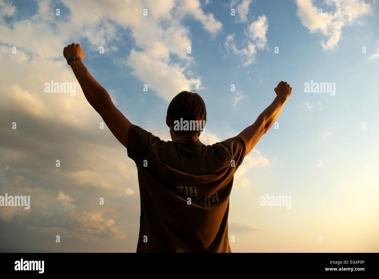 Man on the sky background. Concept design Stock Photo - Alamy