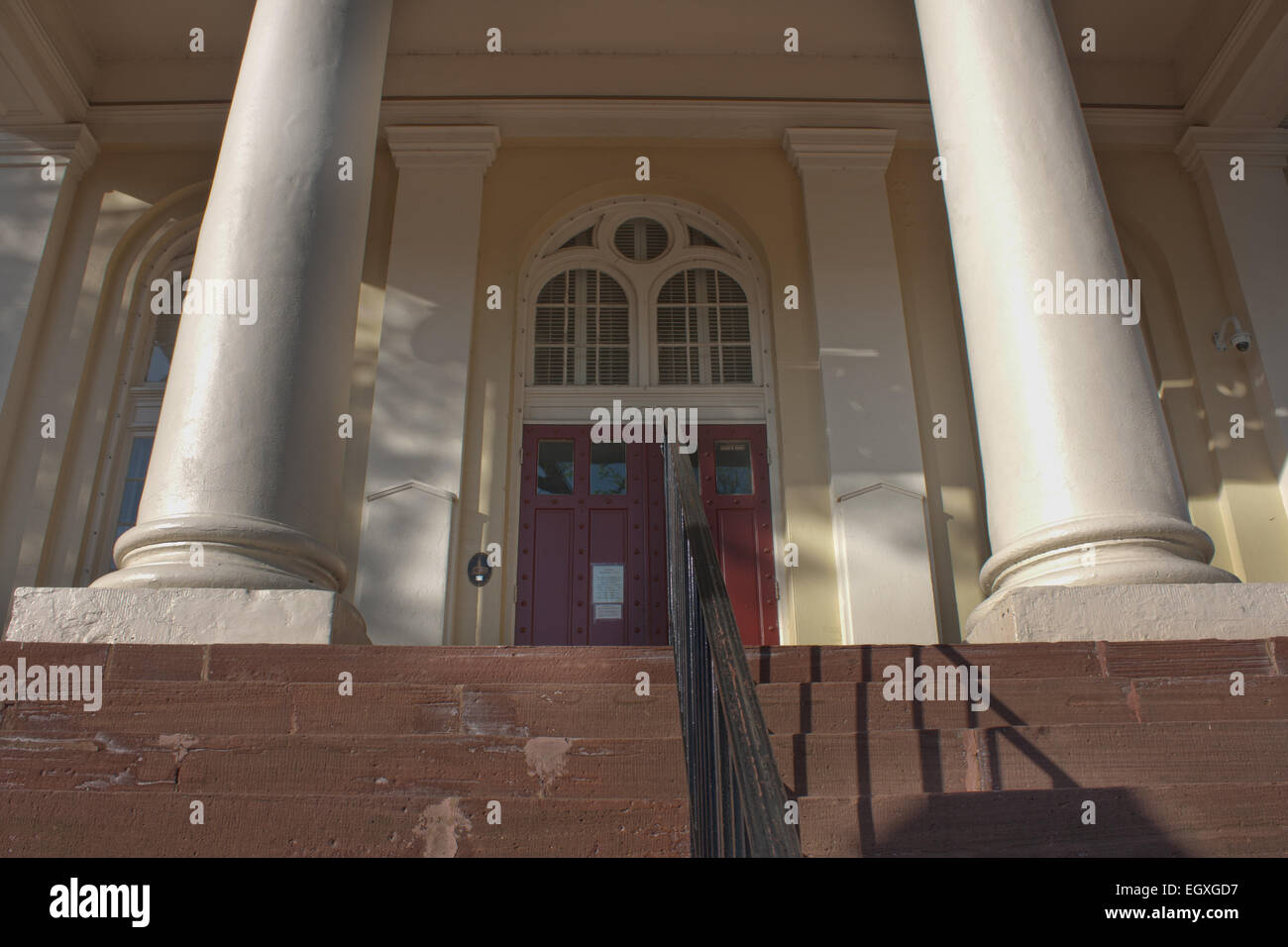 Steps of the historic courthouse in Warrenton, Virginia. Warrenton is
