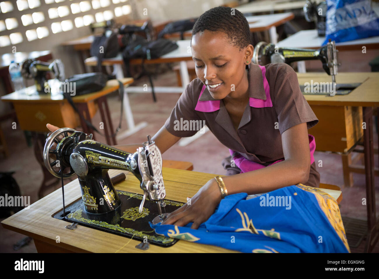 Sewing and vocational training class - Dar es Salaam, Tanzania Stock Photo