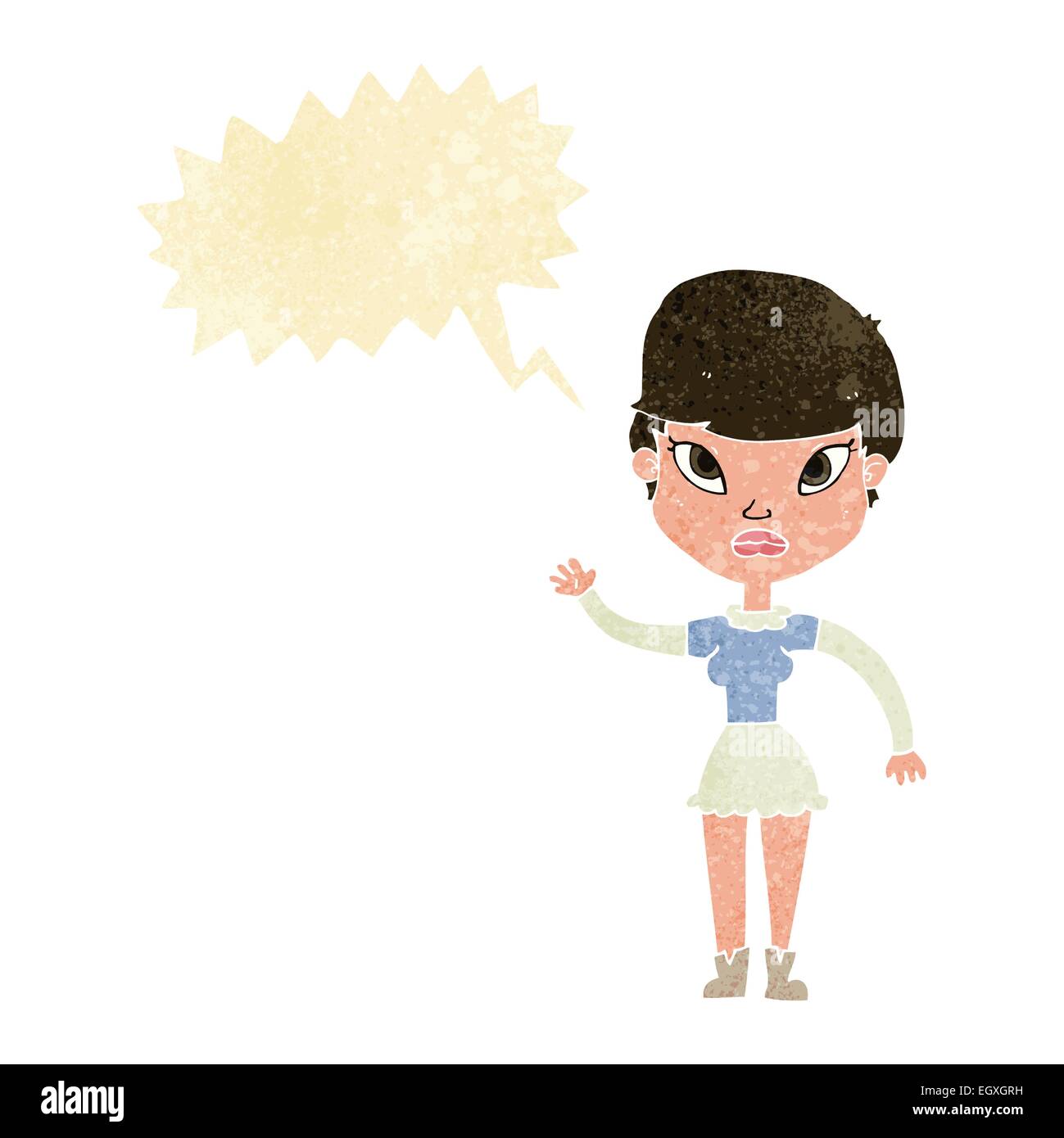 cartoon woman waving with speech bubble Stock Vector Image & Art - Alamy