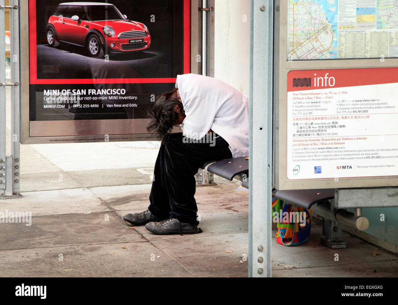 Homeless Bus Stop Homeless man sleeping bus stop High Resolution Stock Photography and ...