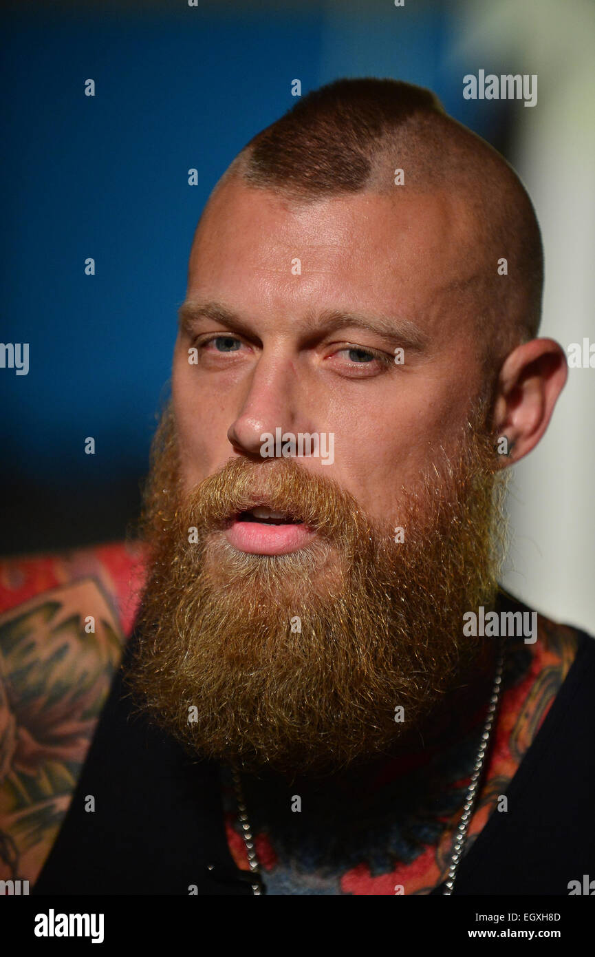 Chris The Birdman Andersen attends a photocall for Hard Rock Energy