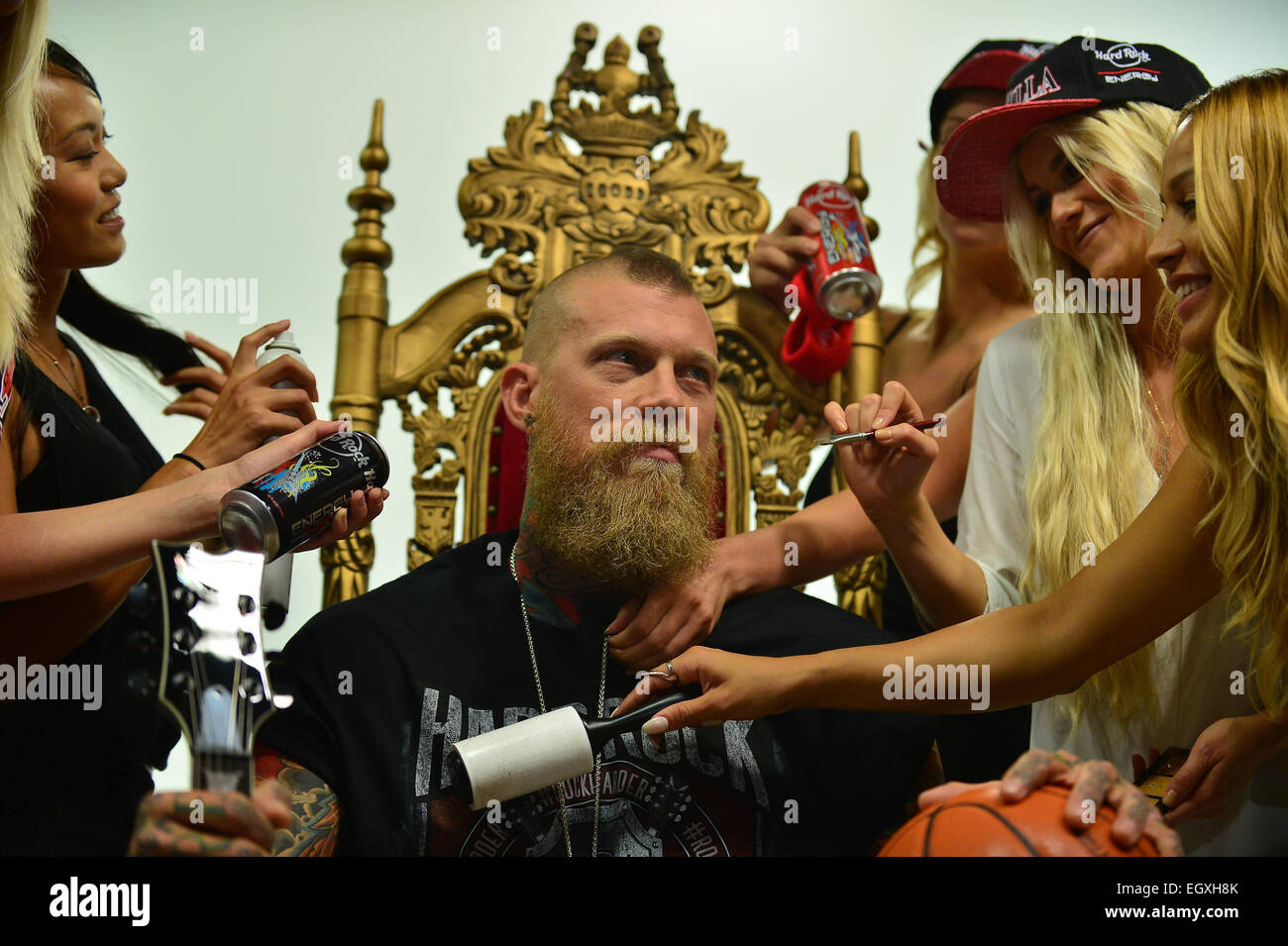 Chris The Birdman Andersen attends a photocall for Hard Rock Energy