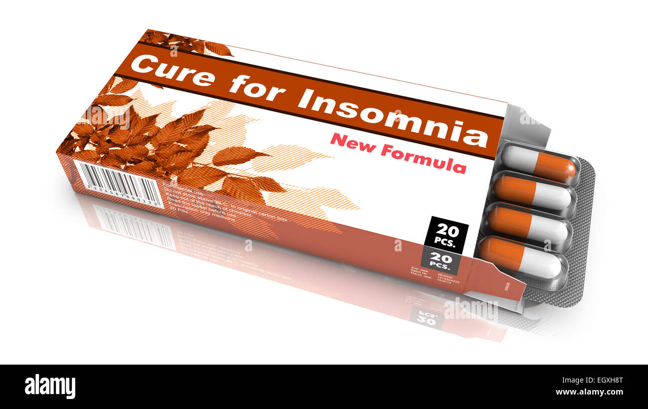 Cure for  Insomnia - Brown Pack of Pills. Stock Photo