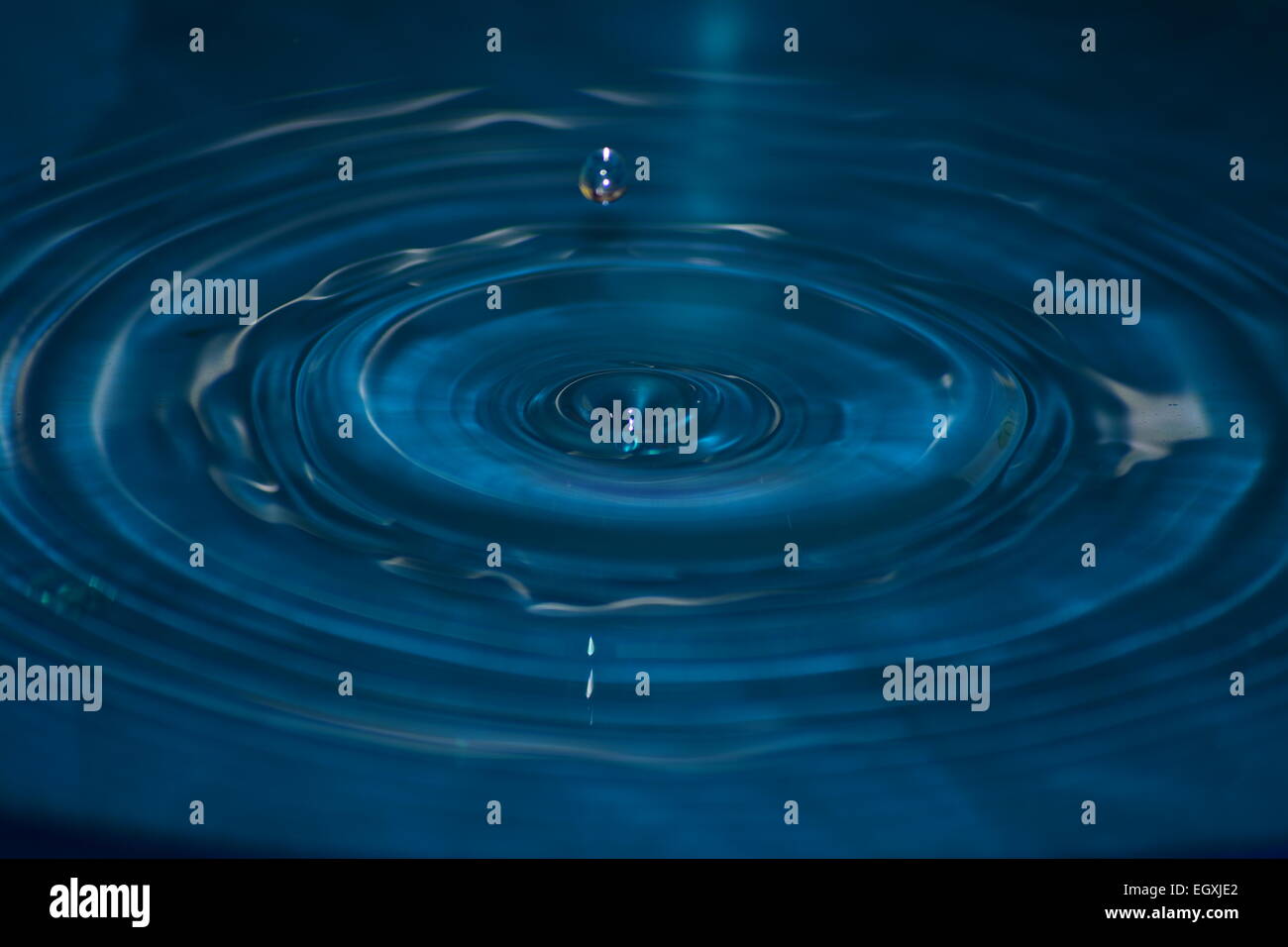 Water drop impact frozen mid splash with ripples and droplets Stock ...