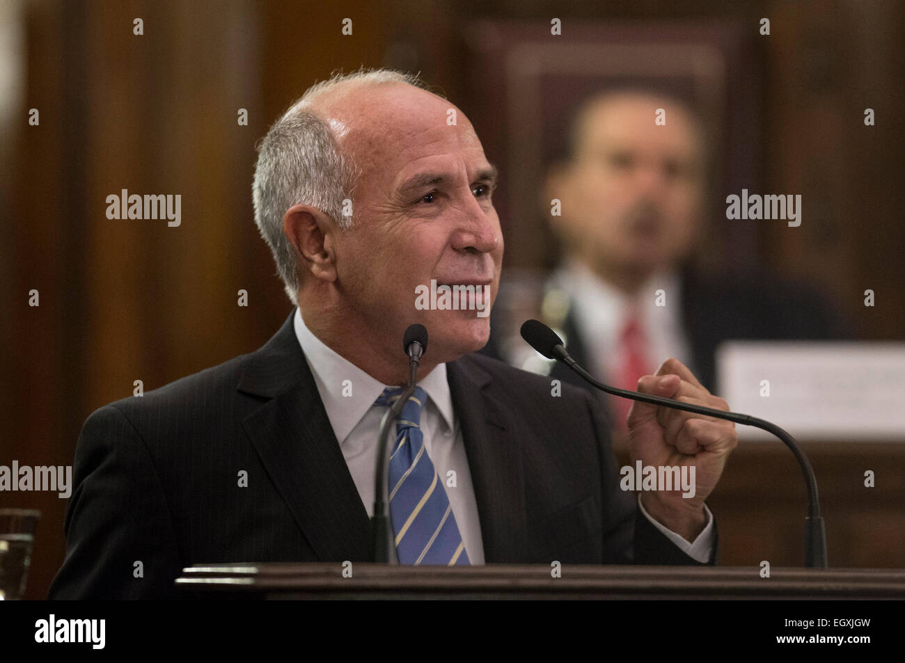 Buenos Aires, Argentina. 3rd Mar, 2015. President of the Argentina Supreme Court of Justice Ricardo Lorenzetti delivers a speech during the opening act of the new judicial year at Courts Palace in Buenos Aires, capital of Argentina, on March 3, 2015. Credit:  Martin Zabala/Xinhua/Alamy Live News Stock Photo