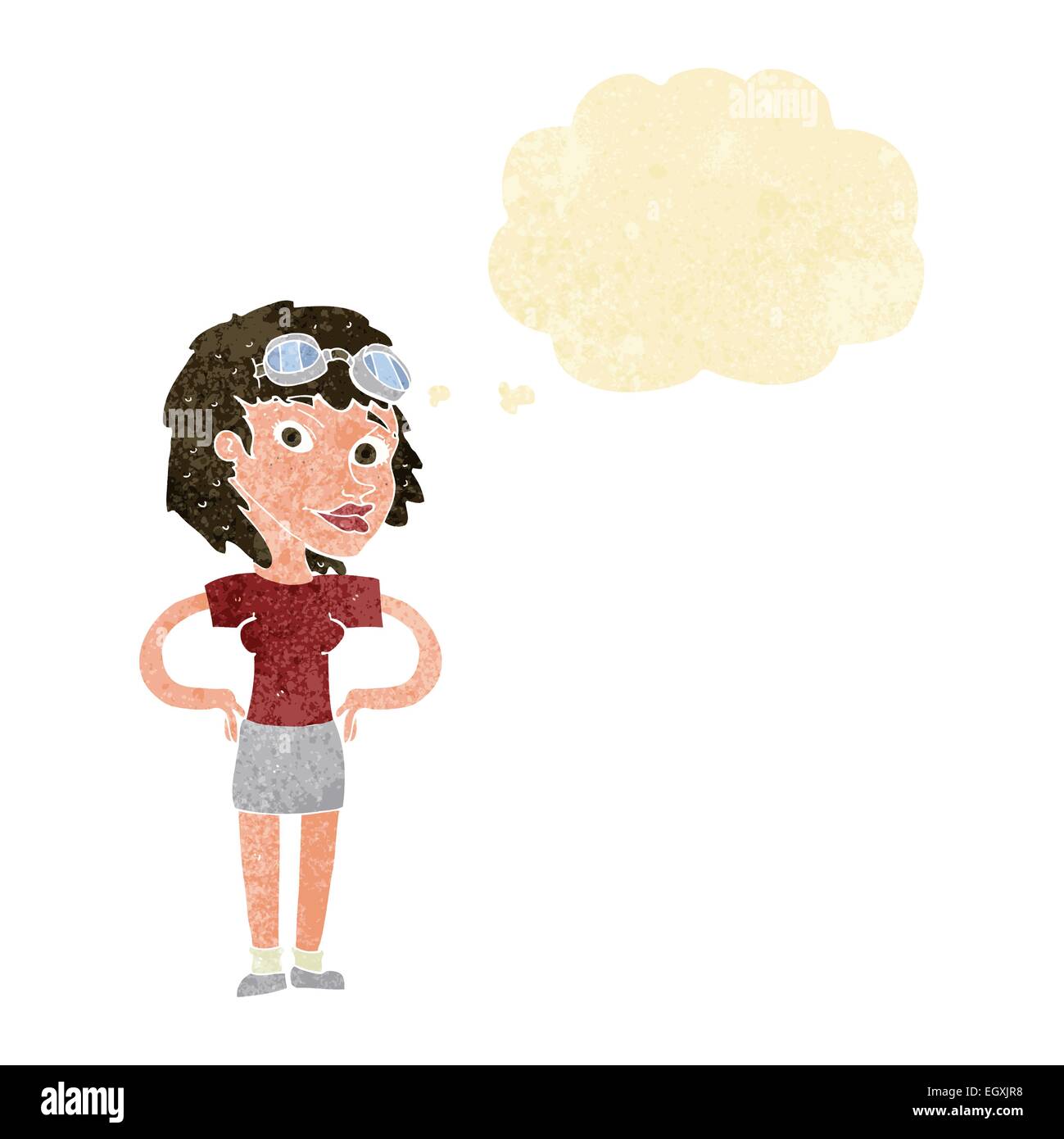 cartoon retro pilot woman with thought bubble Stock Vector Image & Art ...