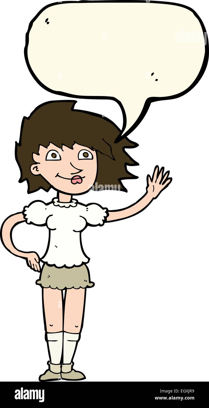 cartoon woman waving with speech bubble Stock Vector Image & Art - Alamy