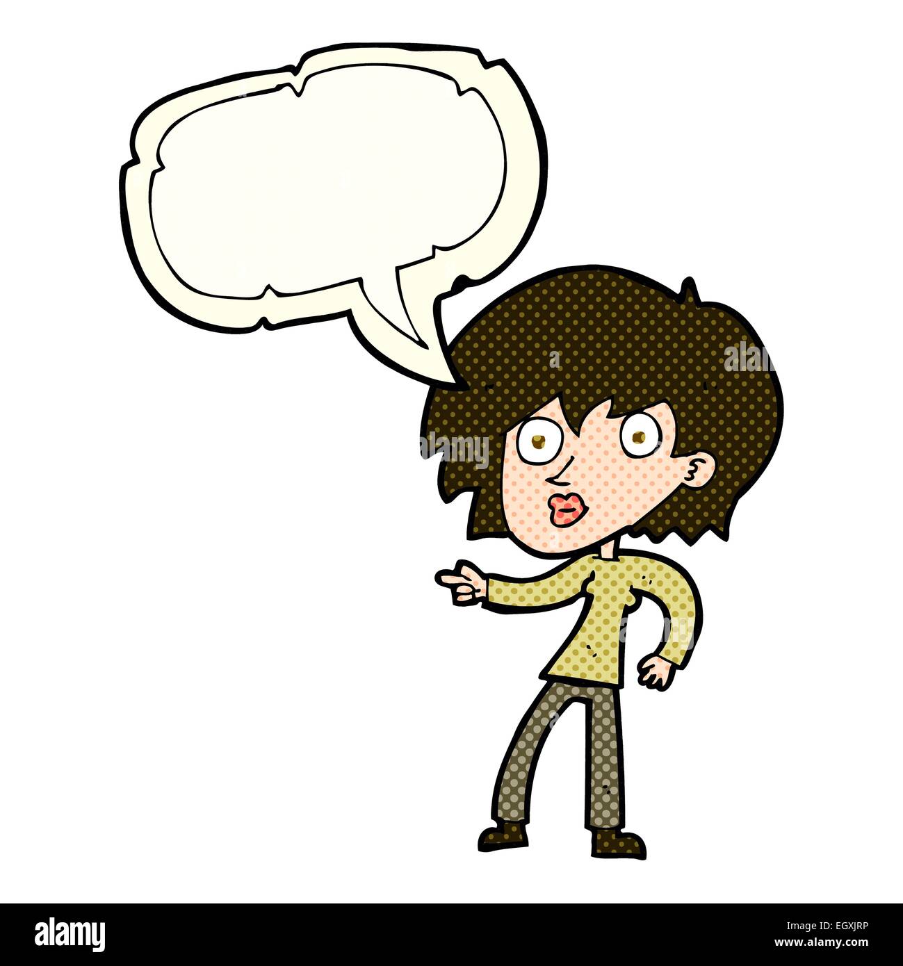 cartoon surprised woman pointing with speech bubble Stock Vector Image ...