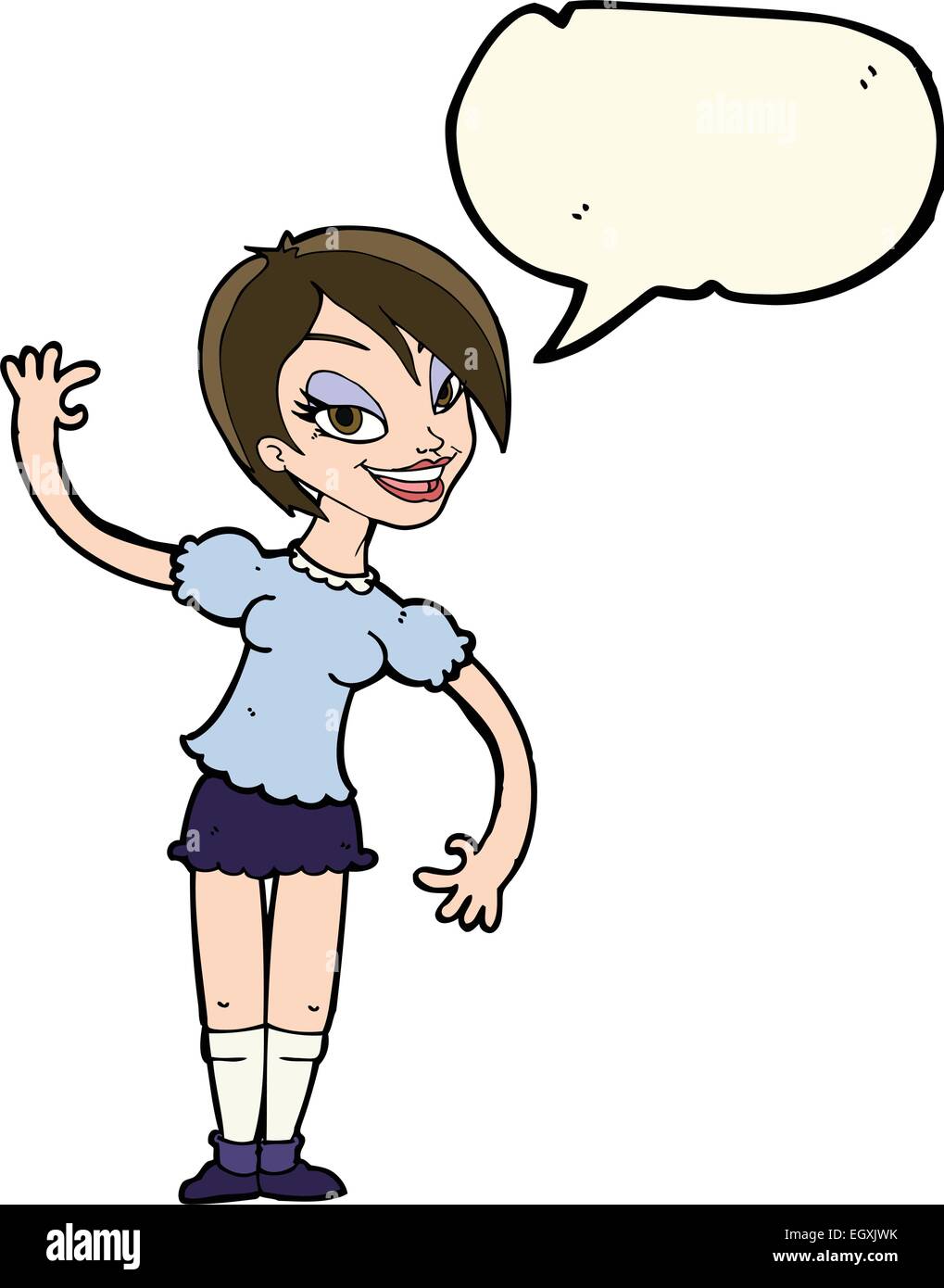 Cartoon girl waving bubble hi-res stock photography and images - Alamy