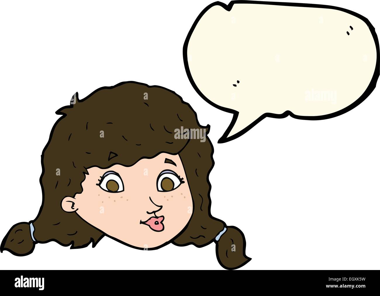 cartoon pretty female face with speech bubble Stock Vector Image & Art ...