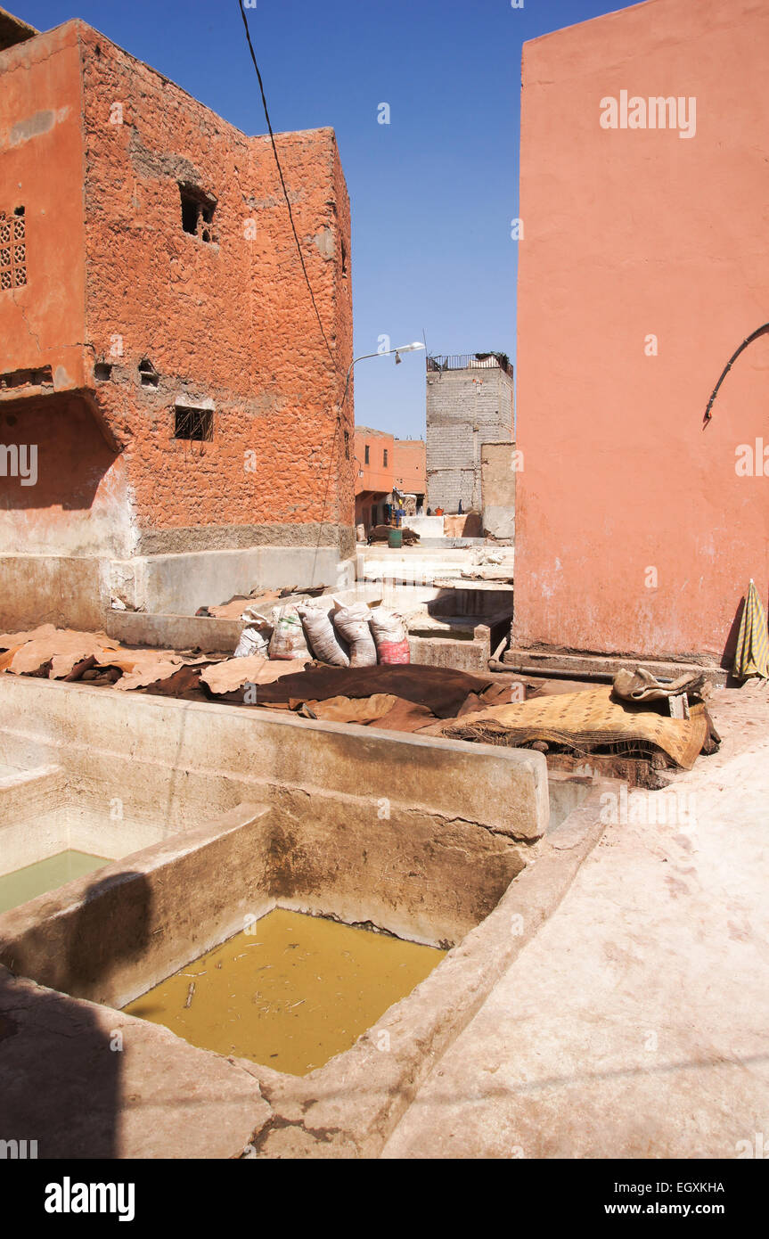 The Tanneries in the Medina district, Marrakesh, Morocco, North Africa Stock Photo
