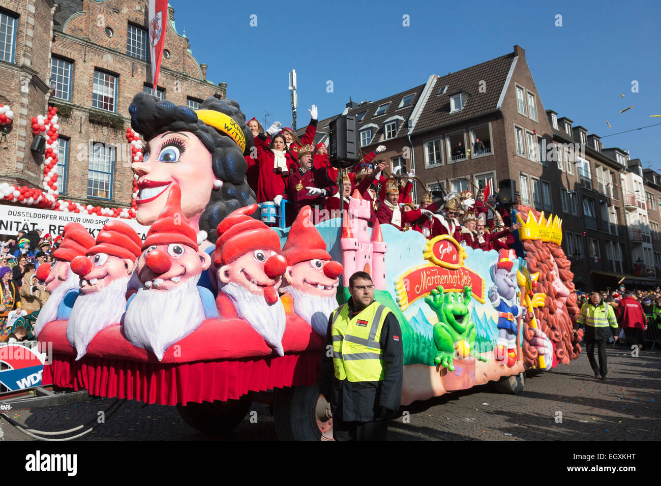 Düsseldorf, Germany. 16 February 2015. The traditional Shrove Monday (Rosenmontag) carnival parade takes place in Düsseldorf, Germany. 1.2 million revellers lined the route. The Monday parades went ahead despite increased terror warnings which led to the parade in Brunswick (Braunschweig) being cancelled shortly before it was due to take place. Stock Photo