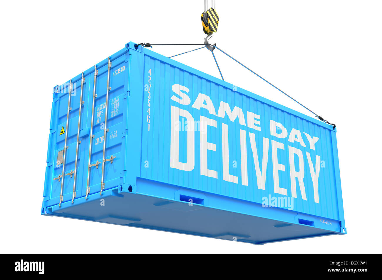 Same Day Delivery Blue Hanging Cargo Container Stock Photo Alamy
