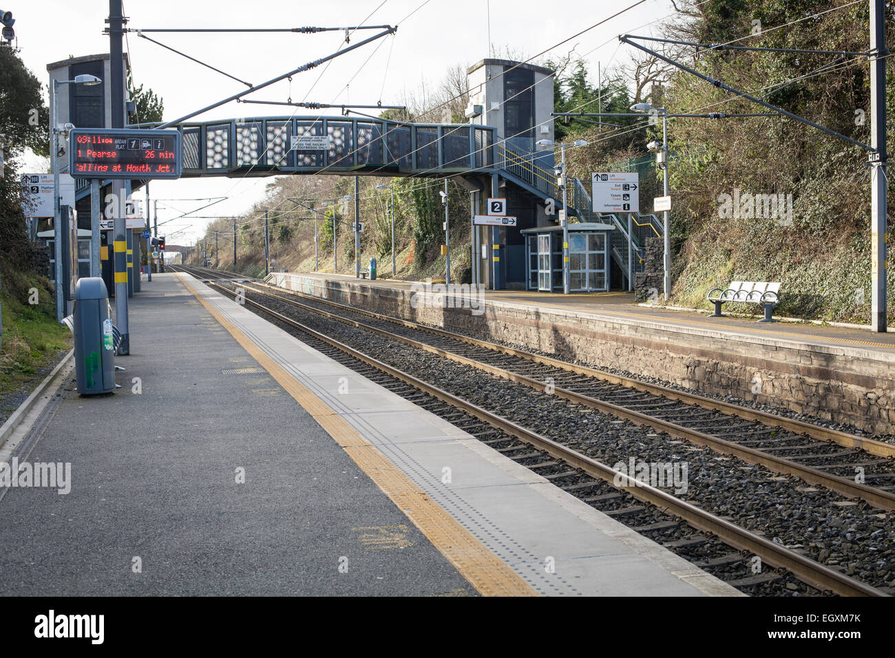 Train stop and train tracks Stock Photo Alamy