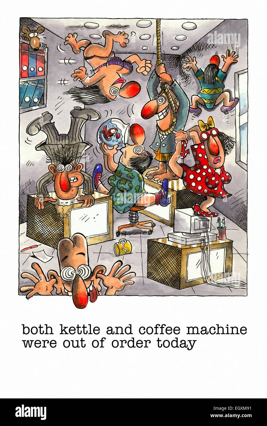 Coffee at work cartoon Cut Out Stock Images & Pictures - Alamy