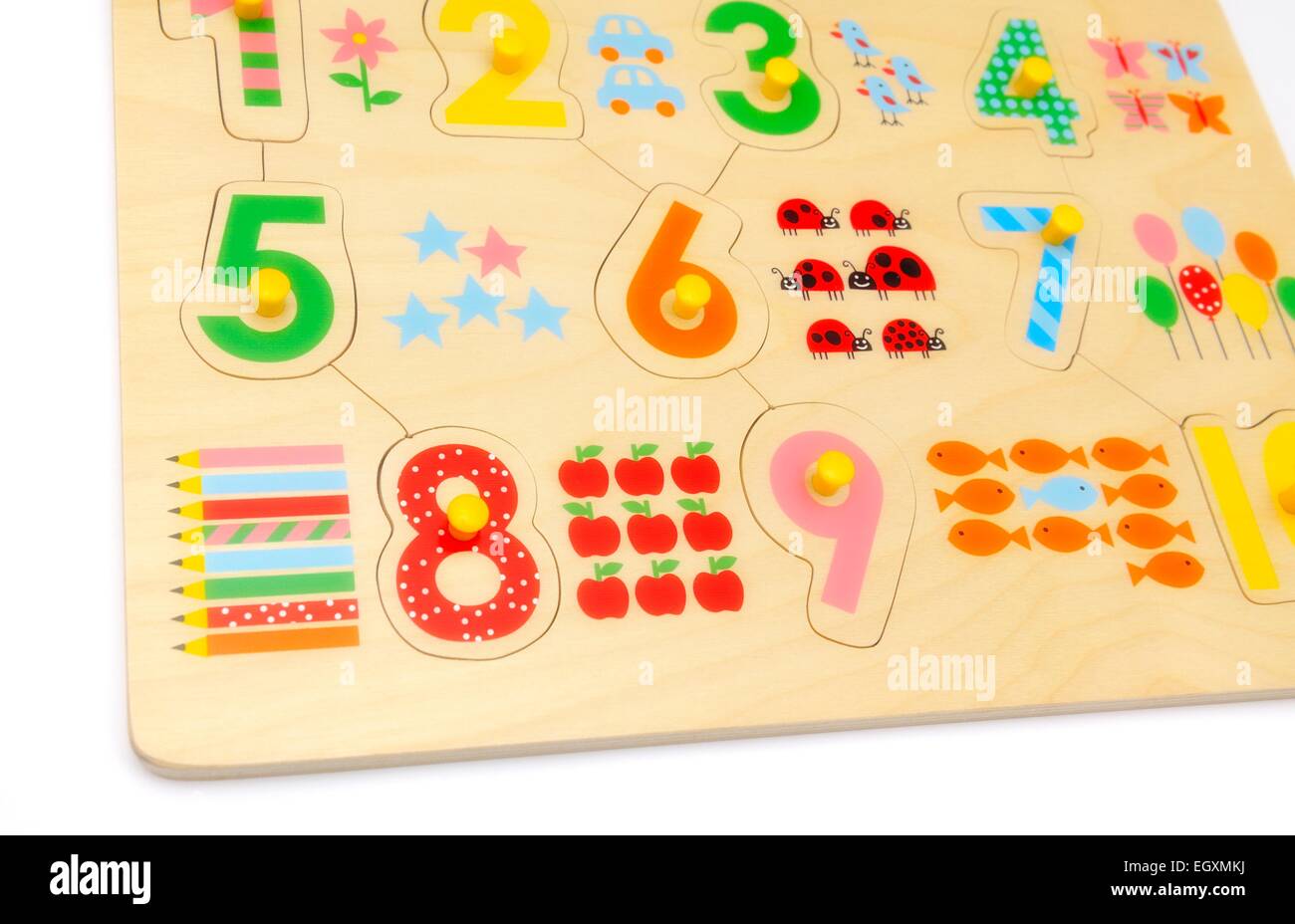 A children's jigsaw number puzzle without the inserts Stock Photo Alamy