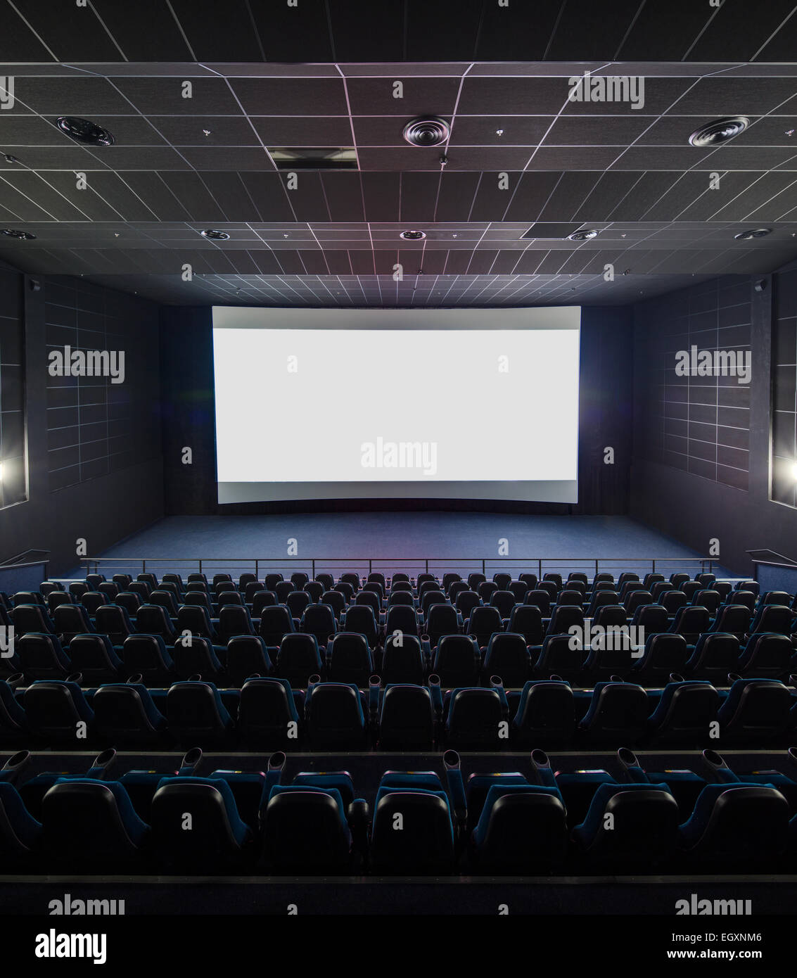 Interior of the modern theater. Front picture on a blank white s Stock Photo