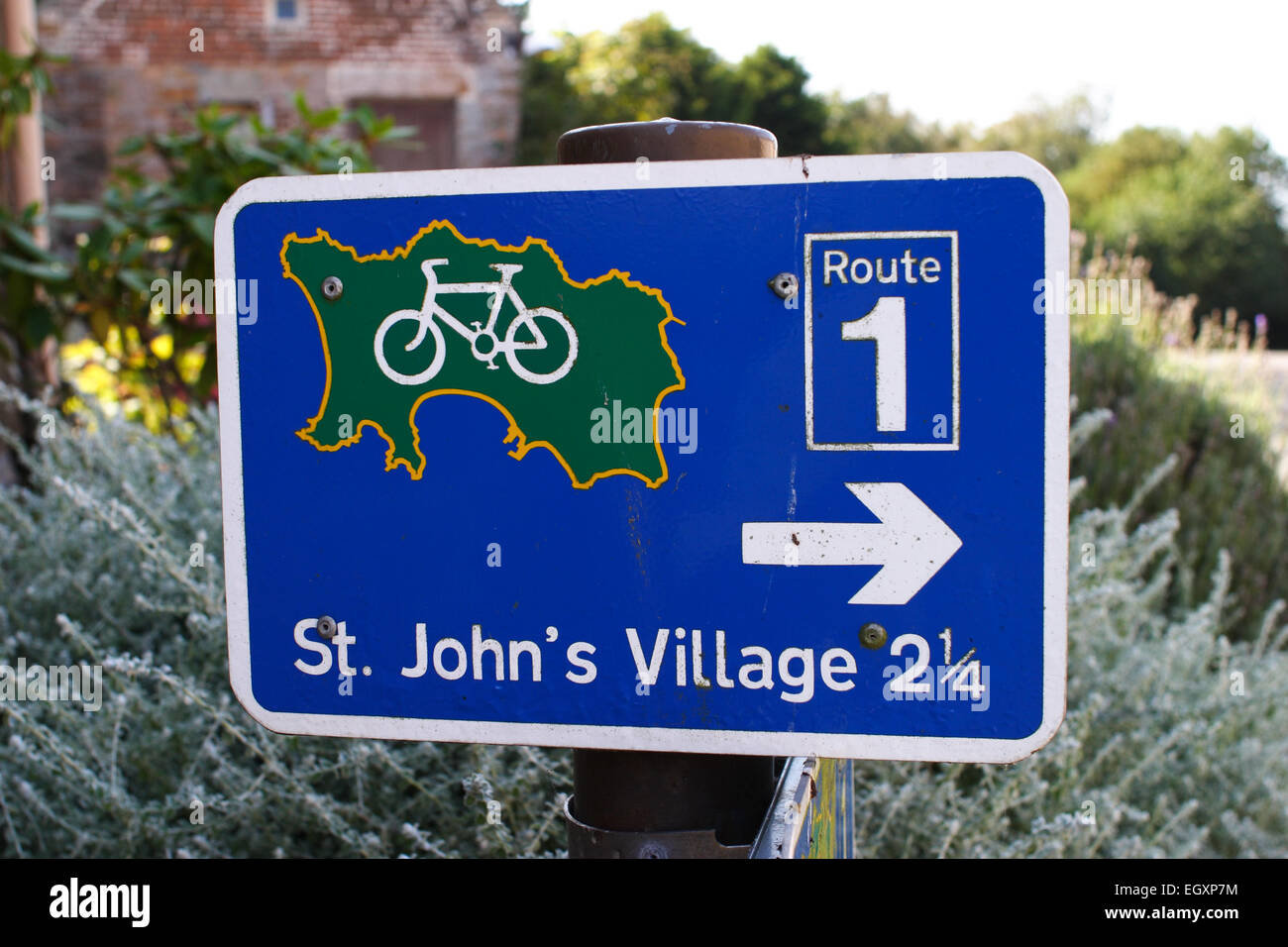 Jersey has many cycle routes, all clearly signed / St John's / Jersey / UK  Stock Photo - Alamy