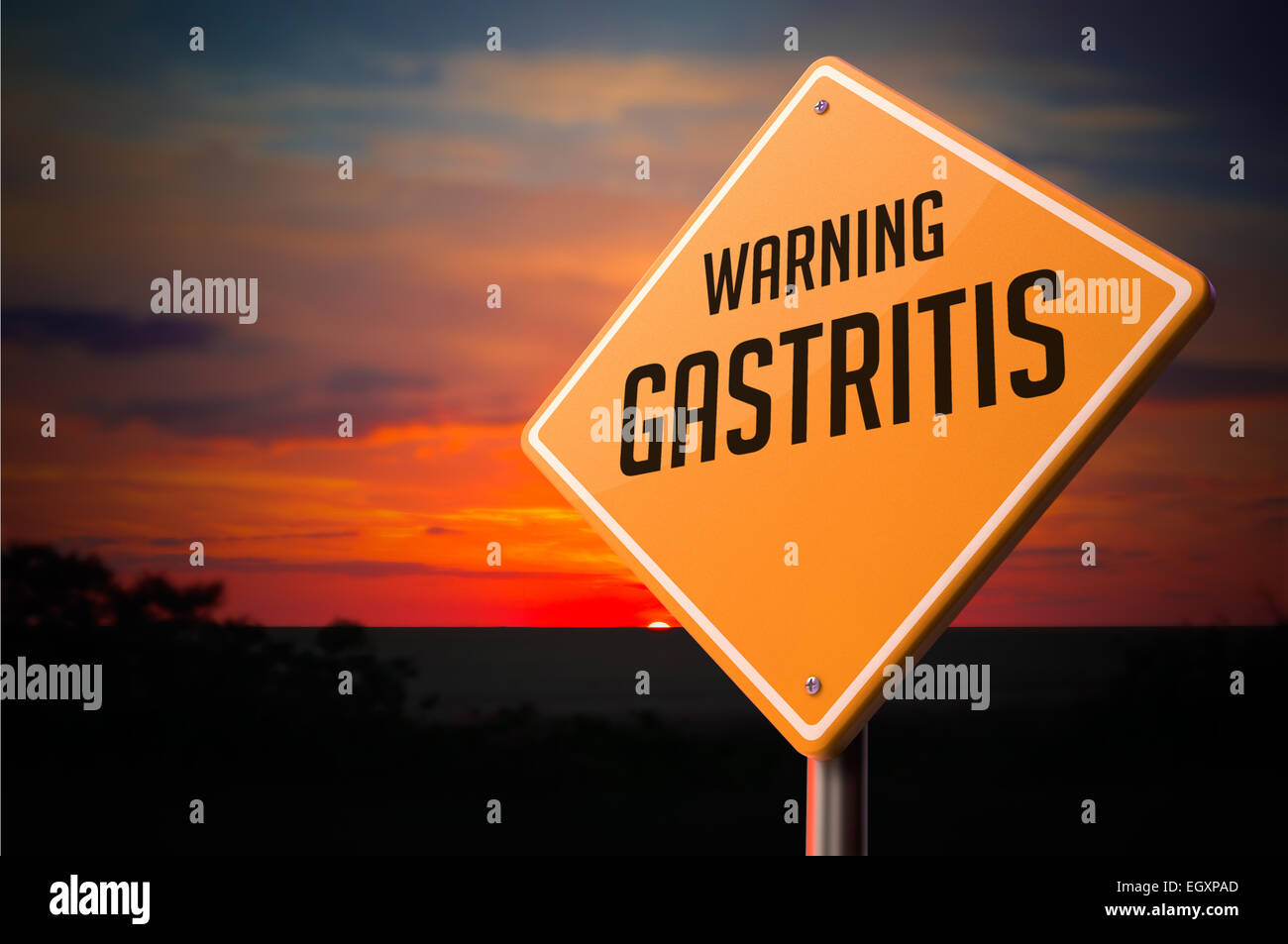 Gastritis on Warning Road Sign. Stock Photo