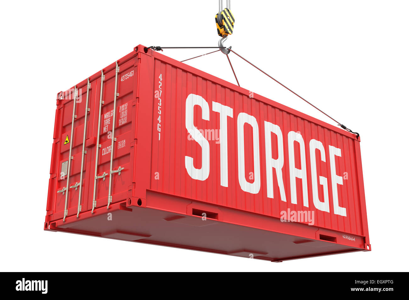 Storage Red Hanging Cargo Container Stock Photo Alamy
